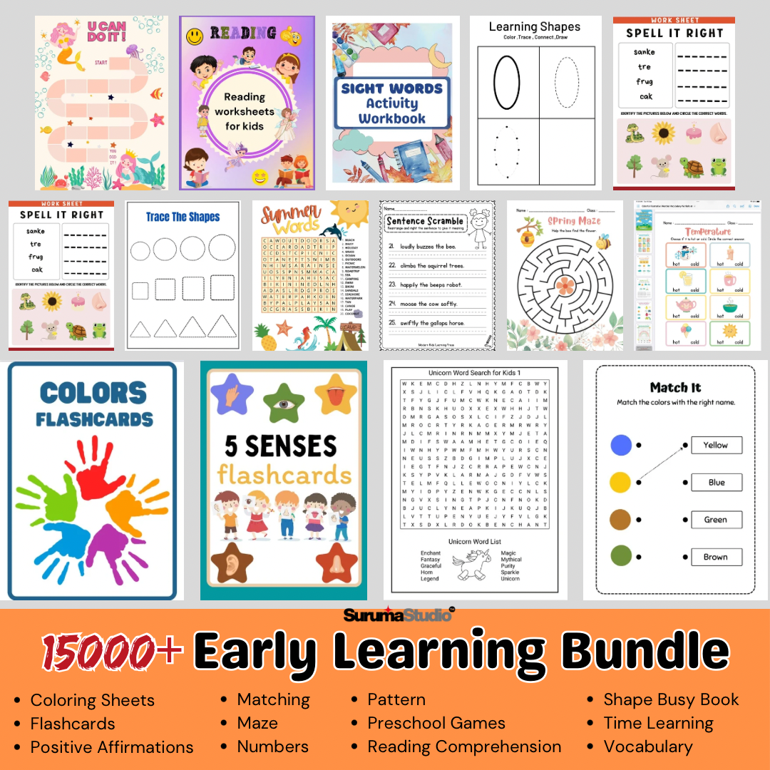 15000+ Early Learning Material Bundle for Preschooler | Instant Download - Full PLR and Bonus Included
