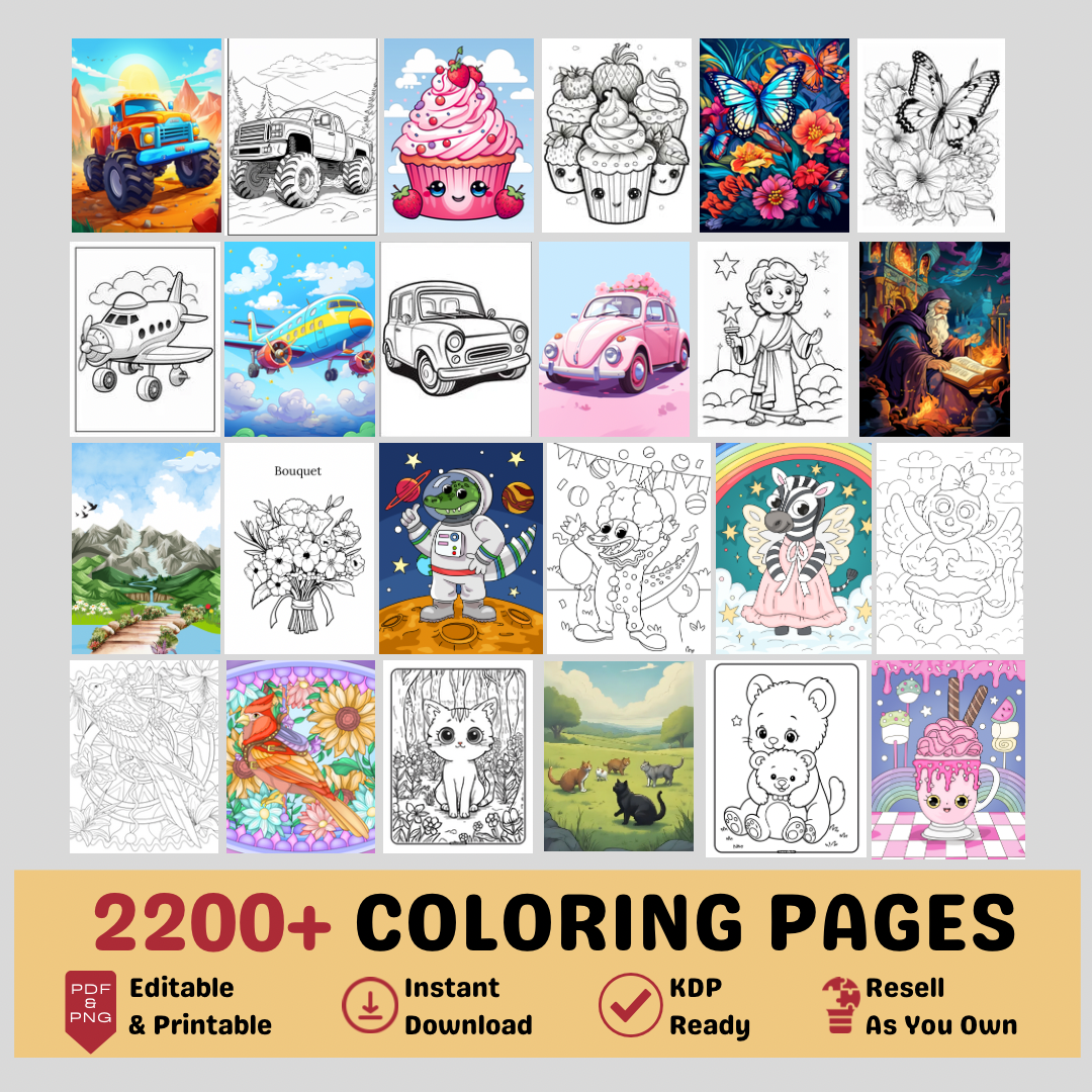 2200+ Coloring Pages for Kids & Adults | Full Private Label Rights (PLR) - Instant Download
