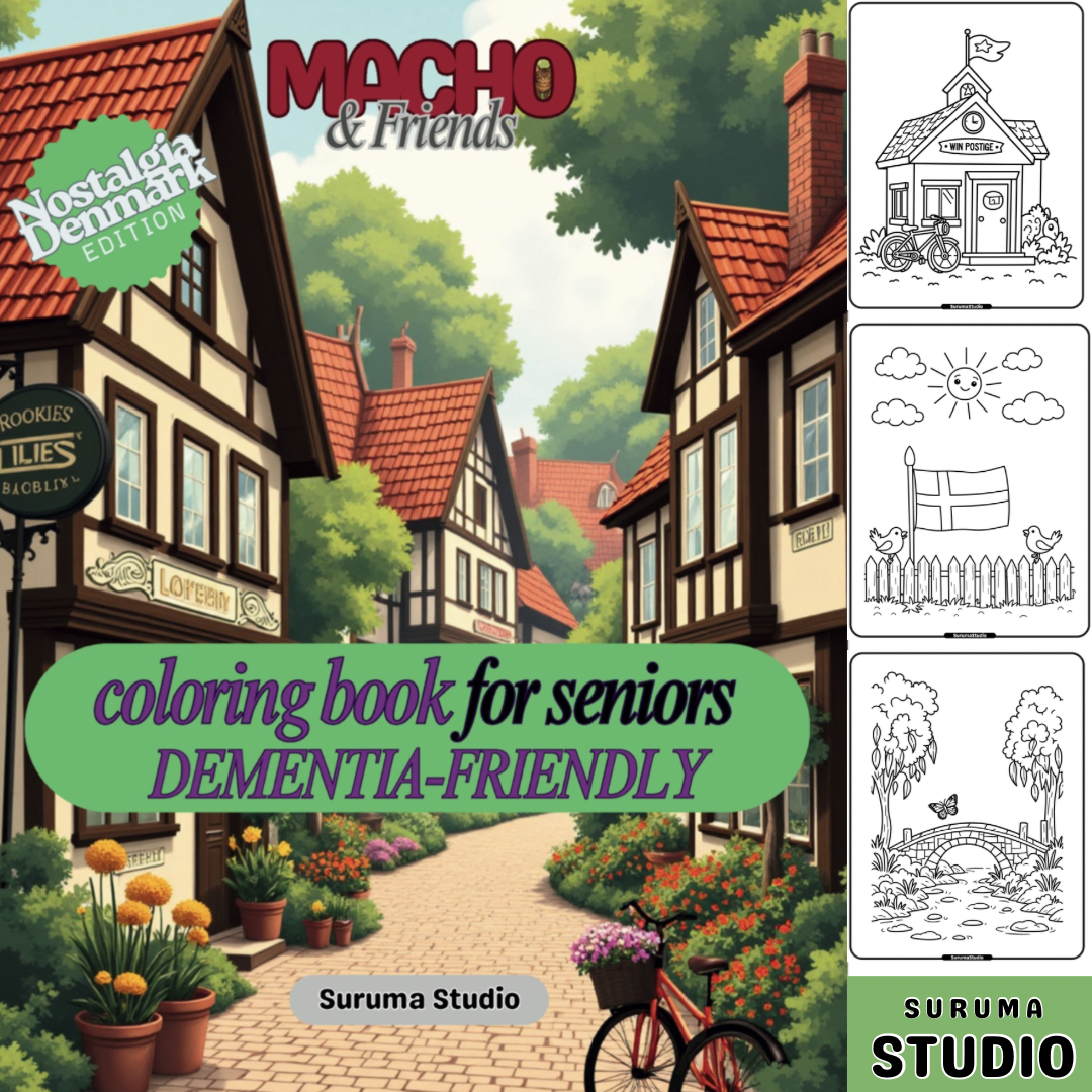 Coloring Book for Seniors - Dementia Friendly |  Nostalgia Denmark Edition 100+ Pages
