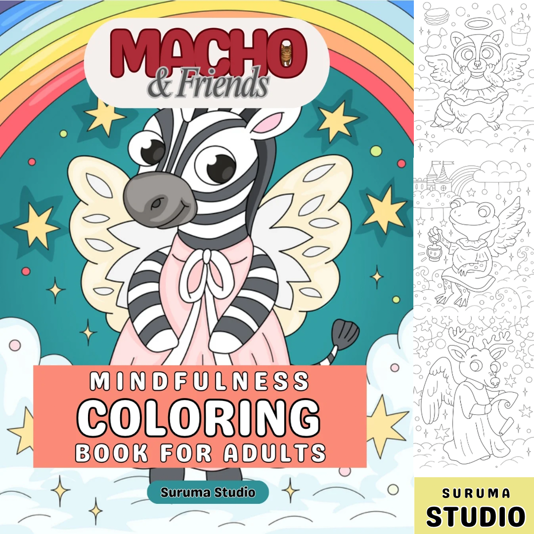 Mindfulness Coloring Book for Adults - Heavenly Animals | Instant Download 60+ Pages