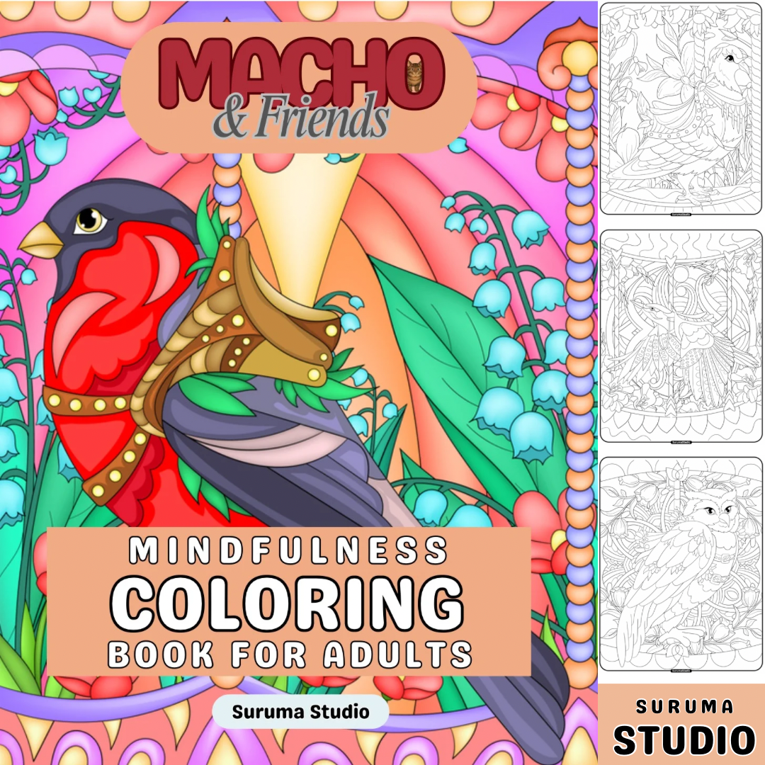 Mindfulness Coloring Book for Adults | Carousel Birds 60+ Pages