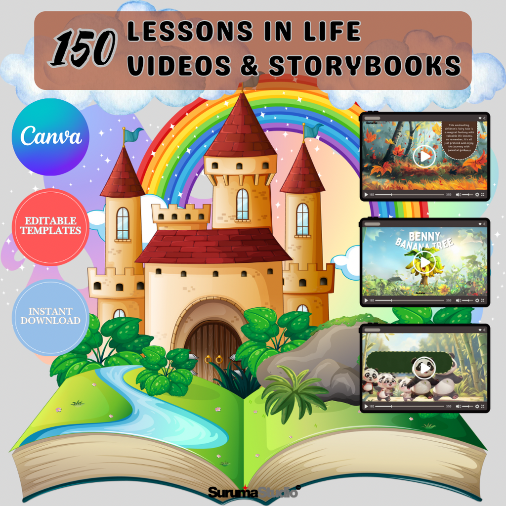 150 Editable Videos & Templates + 100 Kids’ Stories | Resell as Your Own
