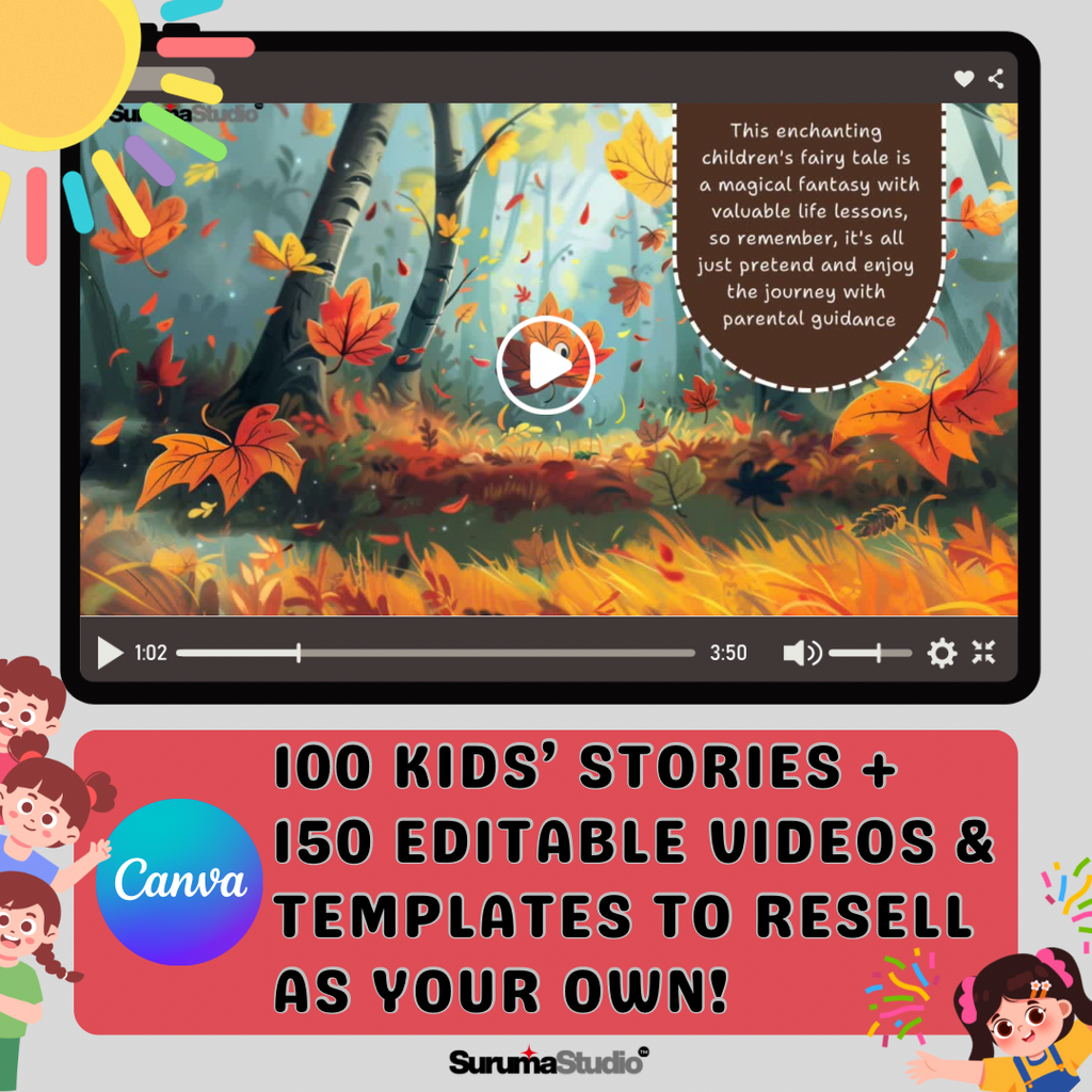 150 Editable Videos & Templates + 100 Kids’ Stories | Resell as Your Own